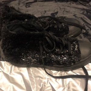 All Star Fuzzy Black Chucks.